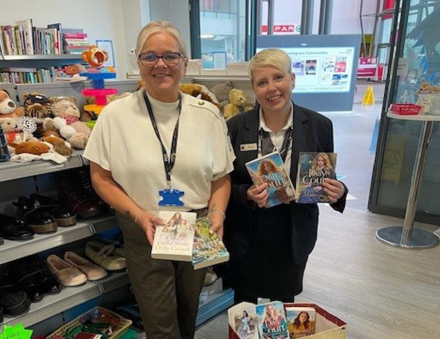 Books being donated to the charity.