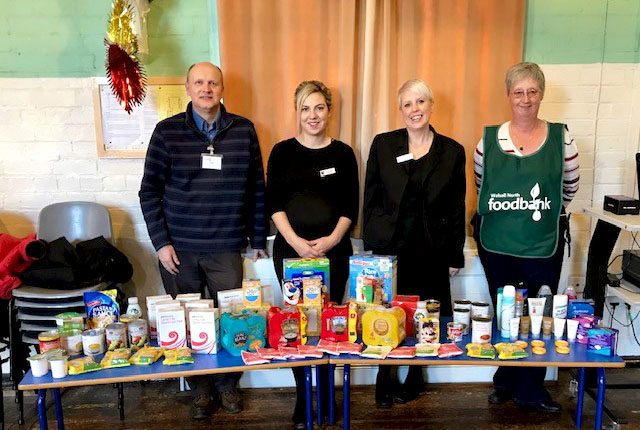 Wendy and Diane at Roy Quinton Funeral Directors delivered food to the food bank at Pelsall Methodist Church.